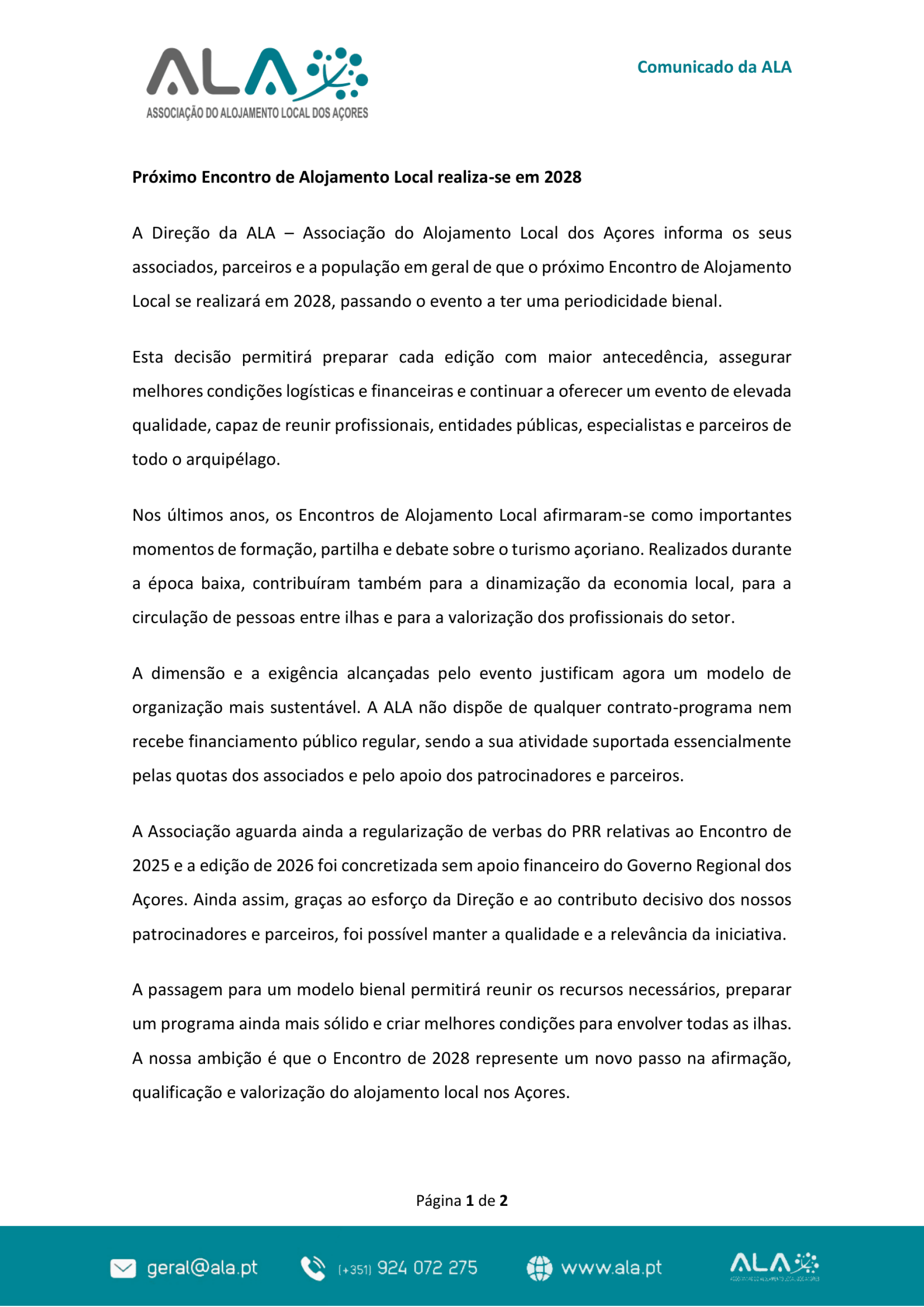 Próximo Encontro de Alojamento Local realiza-se em 2028